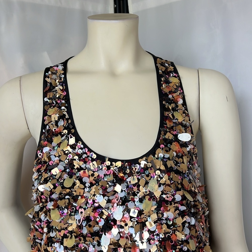ELIZABETH AND JAMES Taryn Tank Top Sequin Beaded Mini Dress - Picture 3 of 6